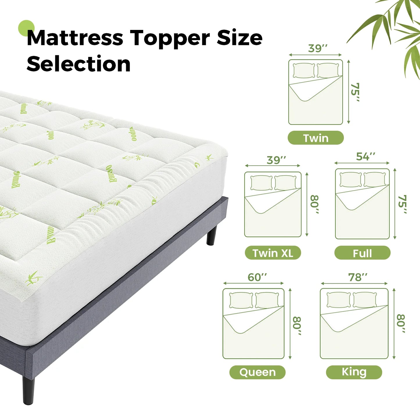 Bamboo Fiber Soft Mattress Topper