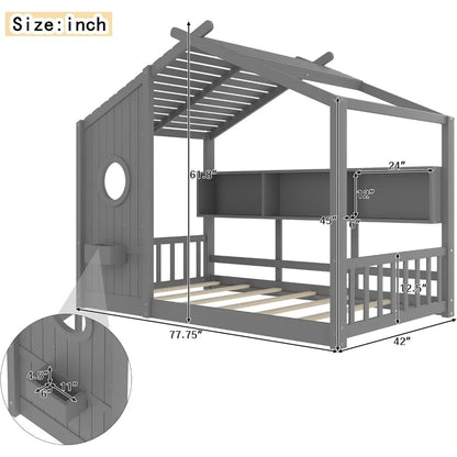 Twin-Sized Floor Bed Frame with top
