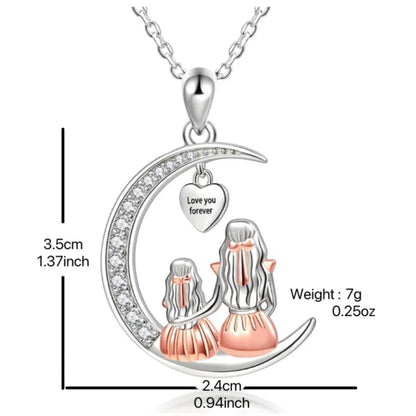 Mom Daughter Moon Pendant Necklace or Keychain