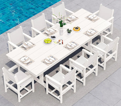 9 Piece Outdoor Dining Set 84" HDPE Table & Chairs All Weather
