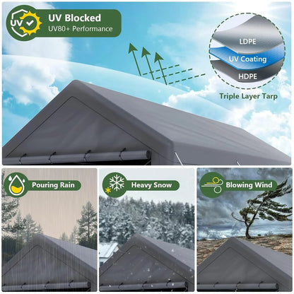 Carport 10x20 Ft Heavy Duty Steel Canopy Storage Shed