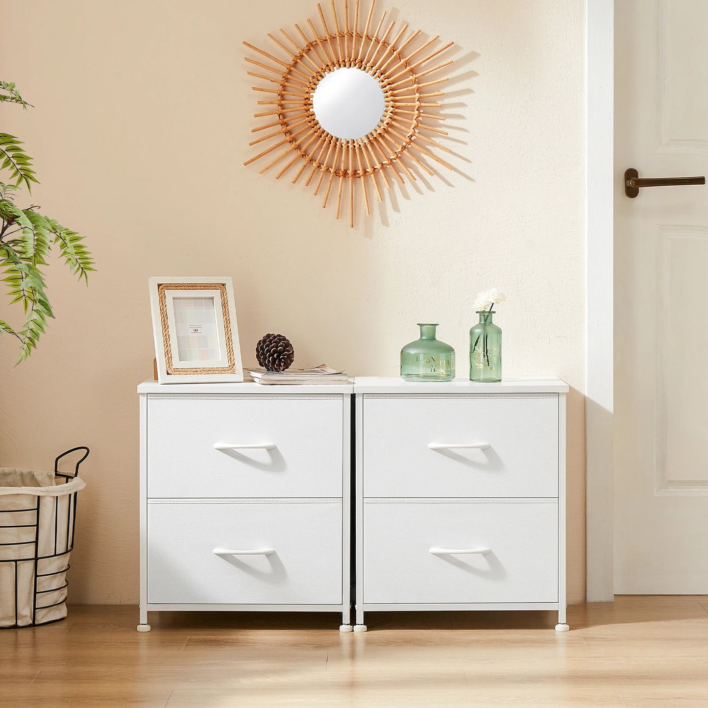 Nightstand, 2 Fabric Drawers