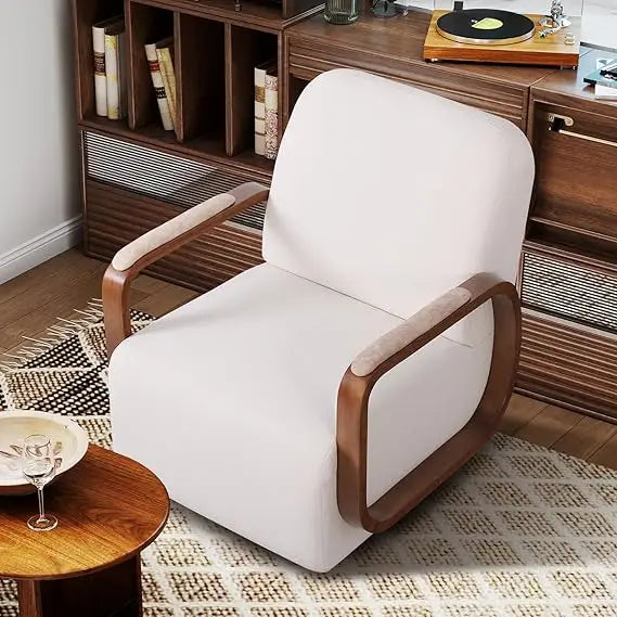 360° Swivel Accent Chair with Solid Wood Base