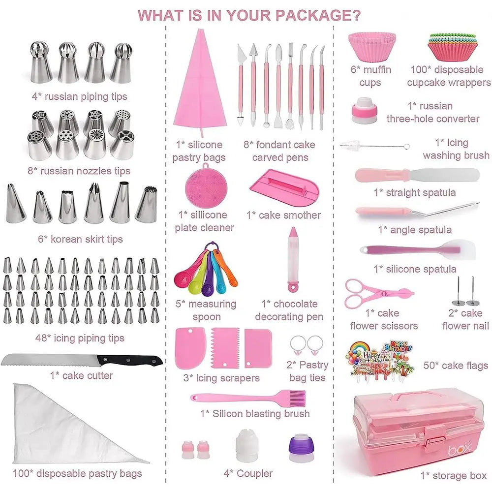 359pcs Cake Decorating  Set, with 66 Tips and Piping Bags
