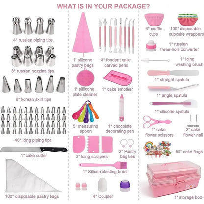 359pcs Cake Decorating  Set, with 66 Tips and Piping Bags