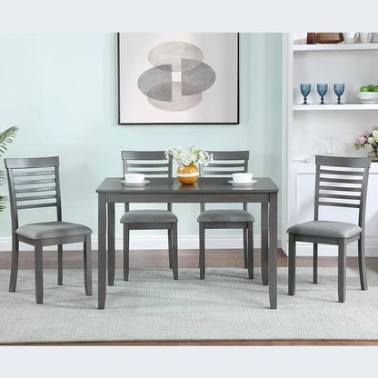 5 Piece Dining Table Set, 4 Upholstered Chairs