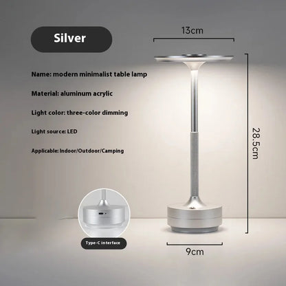 LED Desktop Lamp, Touch Dimming, Metal, USB Recharge