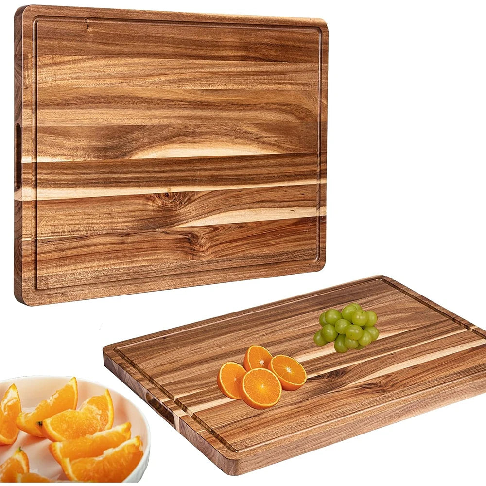 Large Butcher Block Cutting Board with Groove 24 x 18 x1.2 in