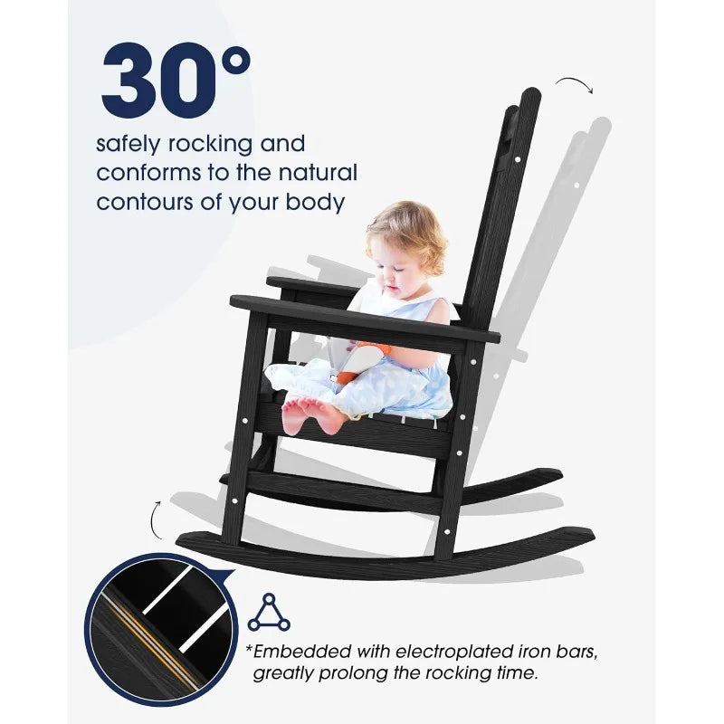 Patio Rocking Chairs, Oversized, All-Weather, HDPE