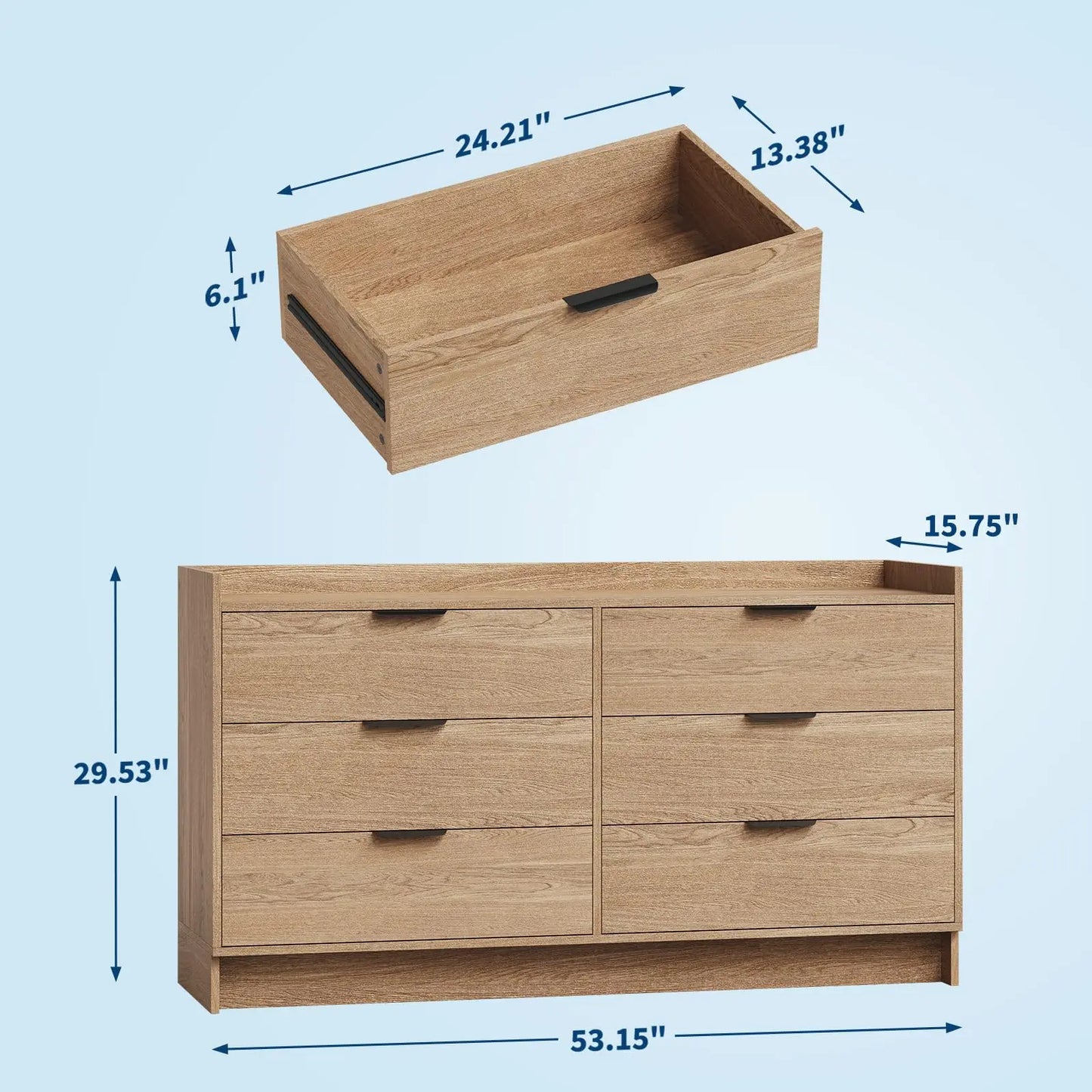 Modern 6-Drawer Dresser