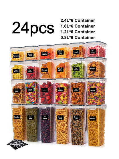 24pcs Airtight Food Storage Containers with Labels
