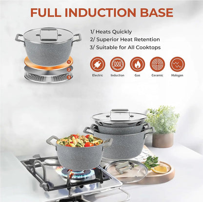 Nonstick Stackable Cooking Pots Set, 6-Piece