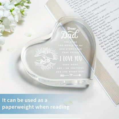 Engraved Dad Heart - Sentimental Paperweight Gift for All Occasions