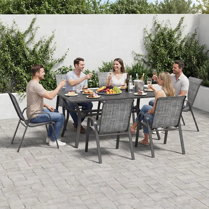 Stackable All-Weather Metal Patio Dining Chairs Set of 6
