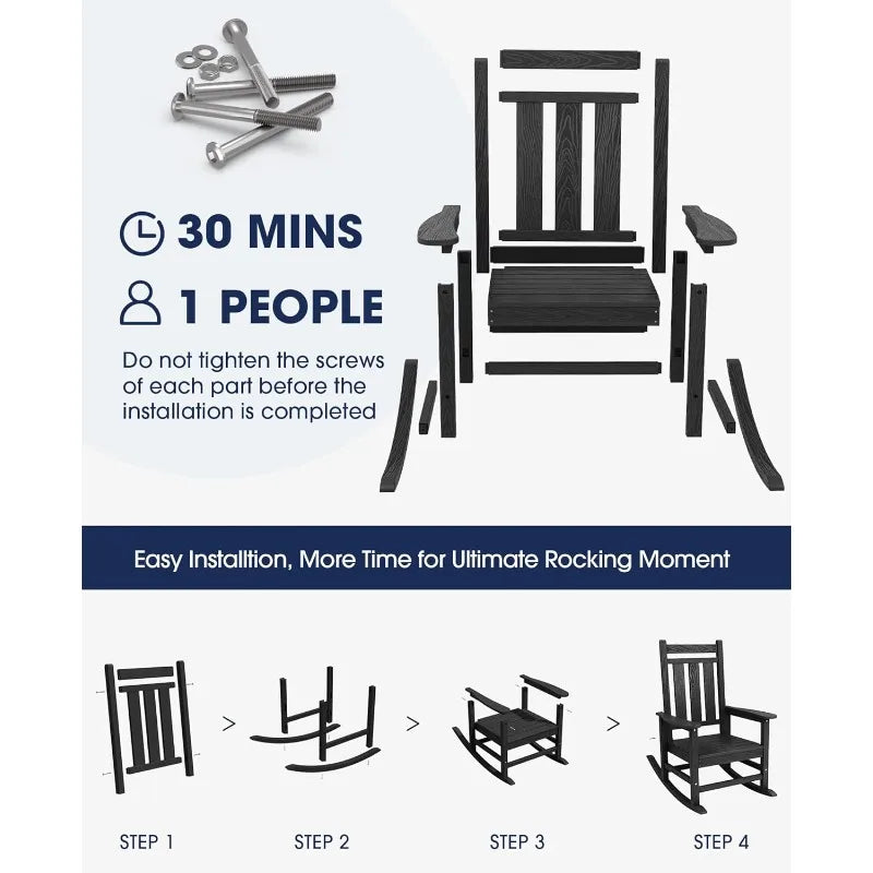Patio Rocking Chairs, Oversized, All-Weather, HDPE