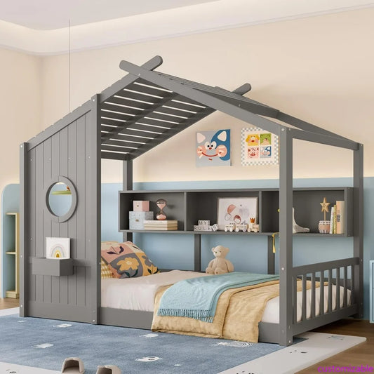 Twin-Sized Floor Bed Frame with top