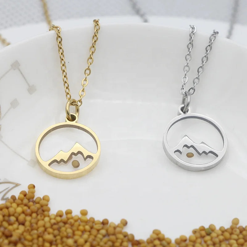 Faith can move mountains necklace stainless steel gold plated tiny mustard seed