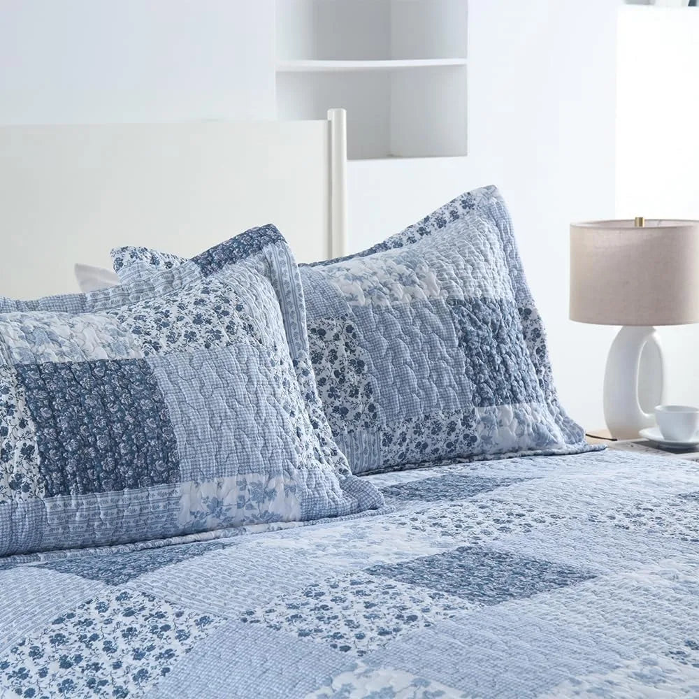 Cotton Quilted Bedspread Set, Reversible