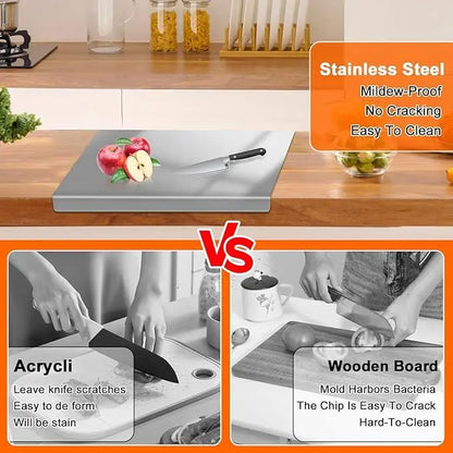 Large Stainless Steel Cutting Board with Lid And Non-Slip Pad