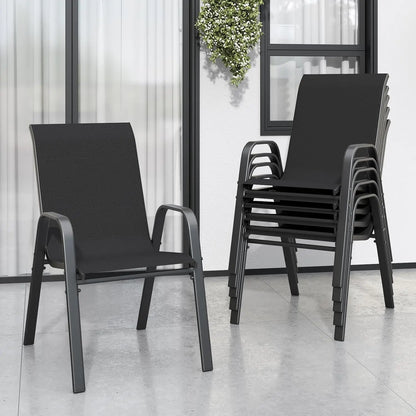 Stackable All-Weather Metal Patio Dining Chairs Set of 6