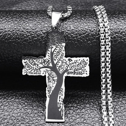 Christian Christ Cross Necklace Stainless Steel Chain Jewelry