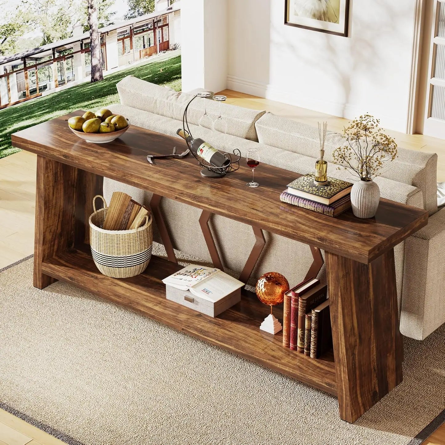 Farmhouse Console Table, Narrow Long Sofa Entryway Table