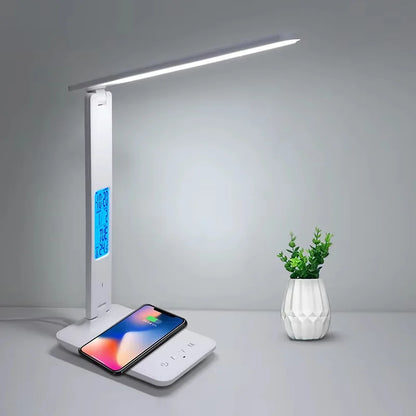 10W Wireless LED Desk Lamp USB Charging Port, Dimmable