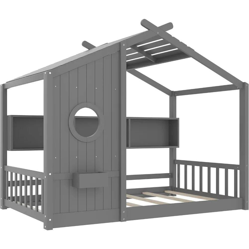 Twin-Sized Floor Bed Frame with top
