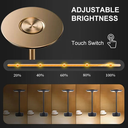 LED Desktop Lamp, Touch Dimming, Metal, USB Recharge