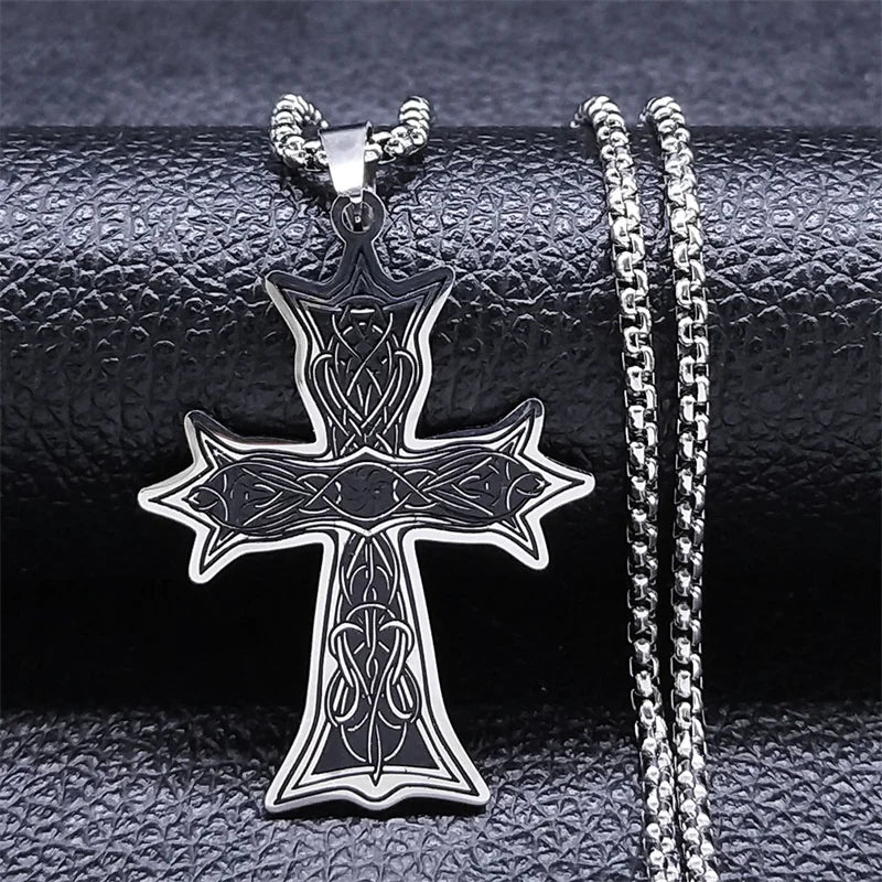 Christian Christ Cross Necklace Stainless Steel Chain Jewelry