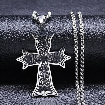Christian Christ Cross Necklace Stainless Steel Chain Jewelry