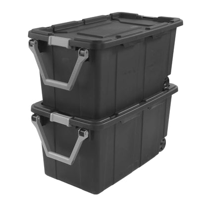 40 Gallon Wheeled Tote Plastic,  Set of 2