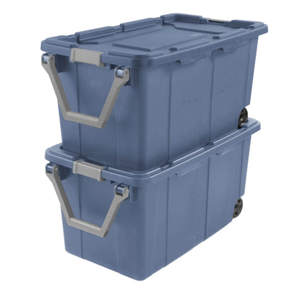 40 Gallon Wheeled Tote Plastic,  Set of 2