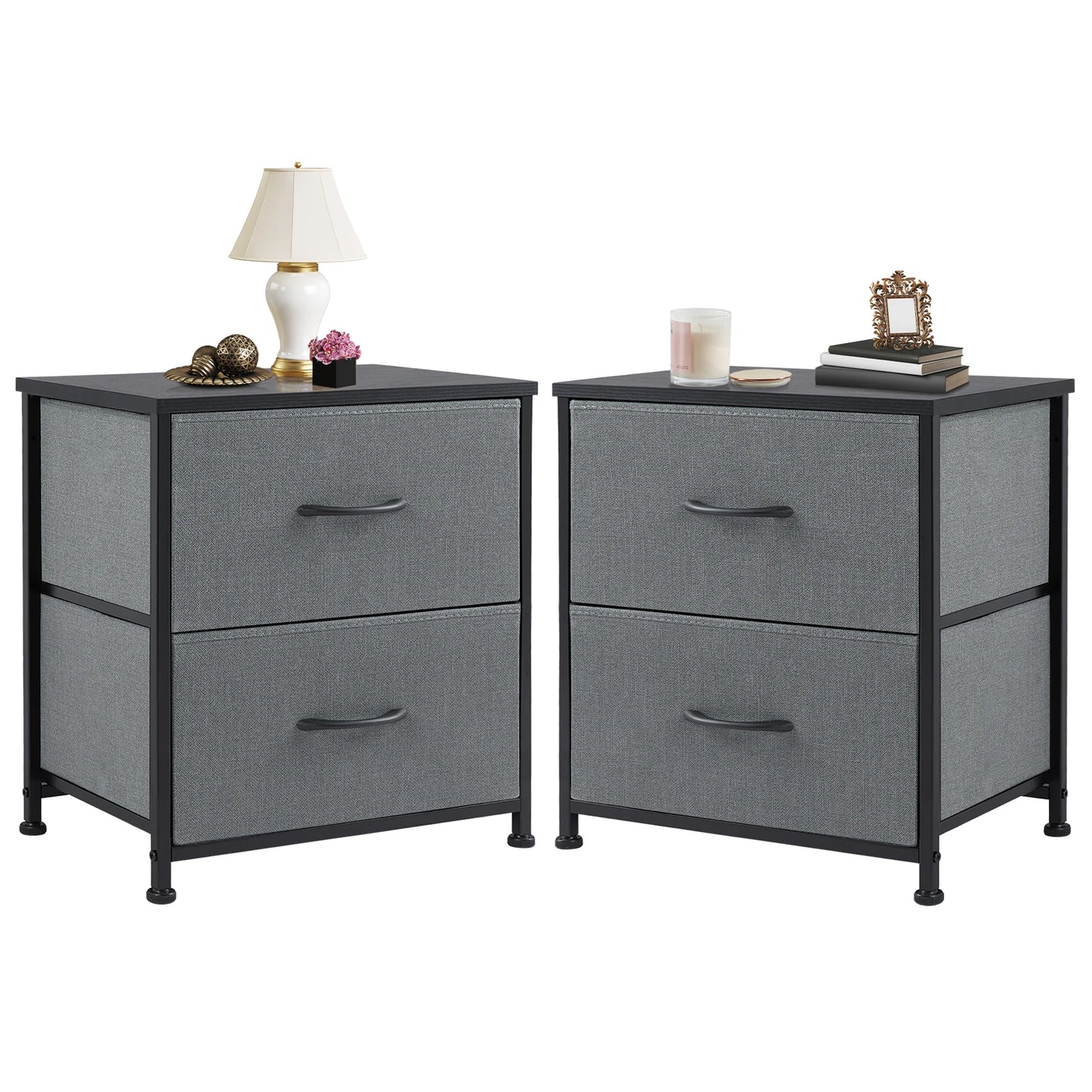 Nightstand, 2 Fabric Drawers