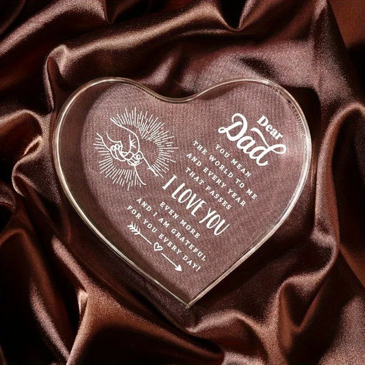 Engraved Dad Heart - Sentimental Paperweight Gift for All Occasions