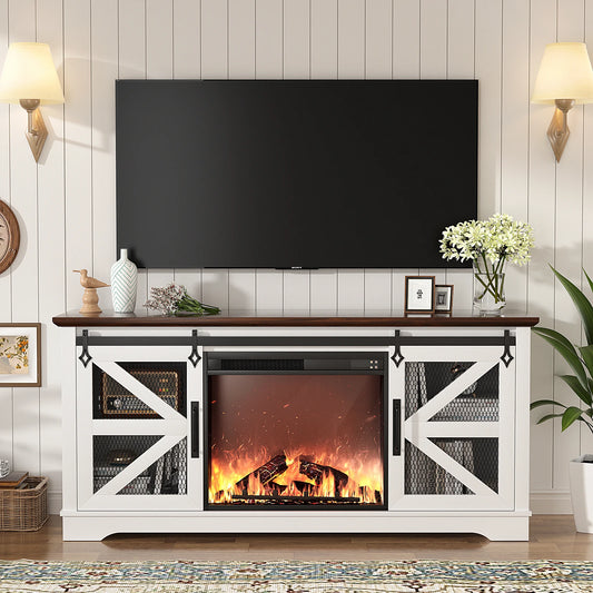 Farmhouse Entertainment Center w/26’’ Electric Fireplace