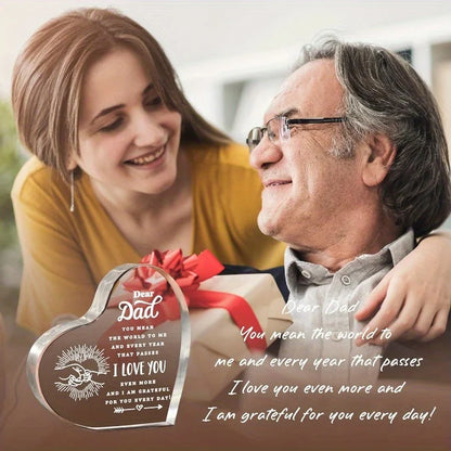 Engraved Dad Heart - Sentimental Paperweight Gift for All Occasions