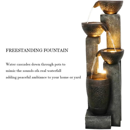 40''H 4-Tier Outdoor Garden Water Fountain