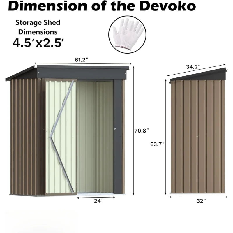 5x3FT Steel Outdoor Garden Storage Shed, Anti-Corrosion Lockable