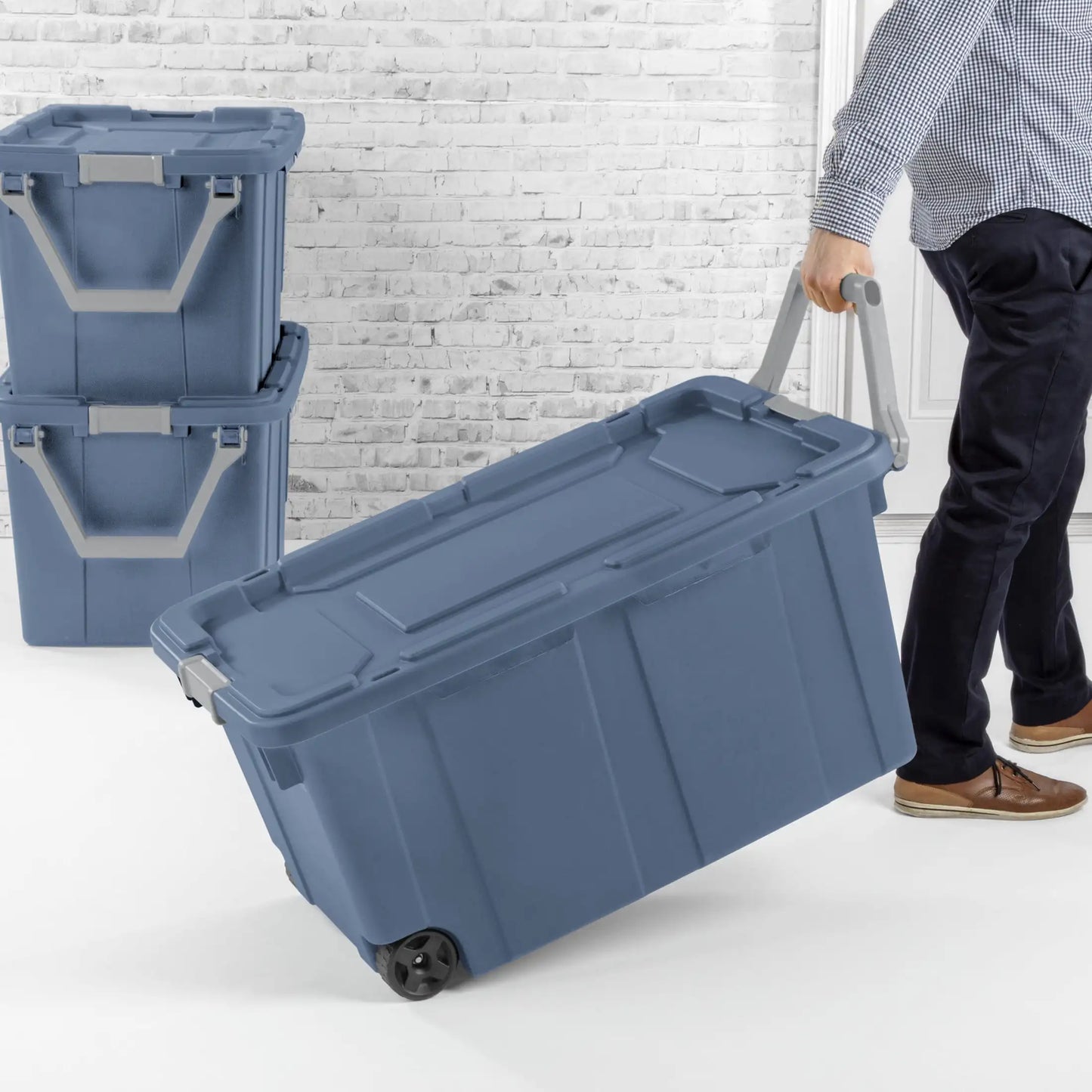 40 Gallon Wheeled Tote Plastic,  Set of 2