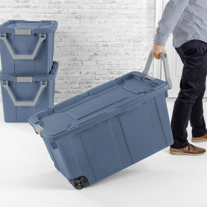 40 Gallon Wheeled Tote Plastic,  Set of 2