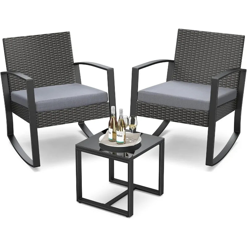 3 Piece Patio furniture with rocking chairs