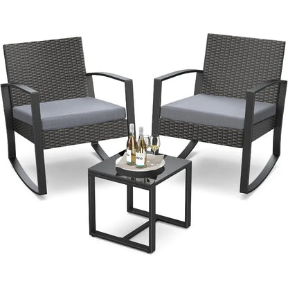 3 Piece Patio furniture with rocking chairs