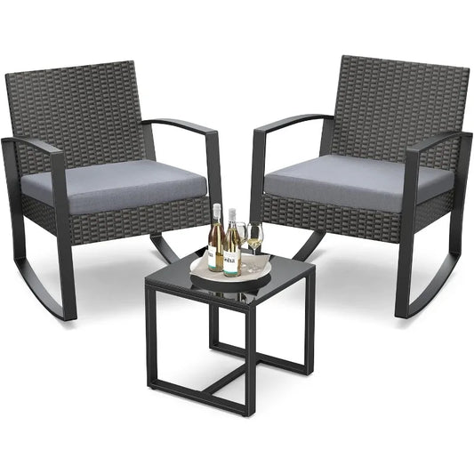3 Piece Patio furniture with rocking chairs