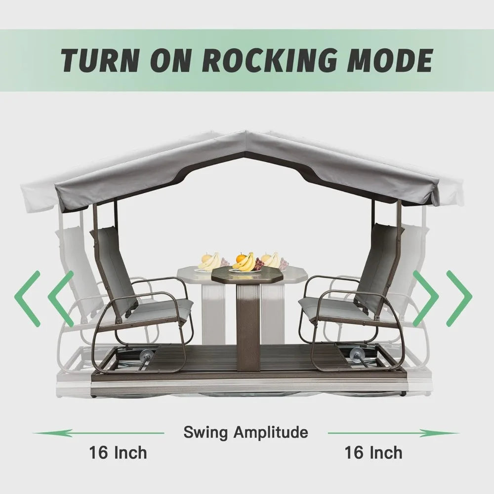 4-Seat Outdoor Glider Benches with Canopy