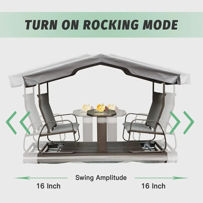 4-Seat Outdoor Glider Benches with Canopy