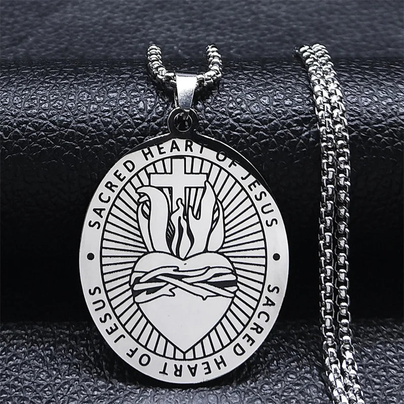 Christian Christ Cross Necklace Stainless Steel Chain Jewelry