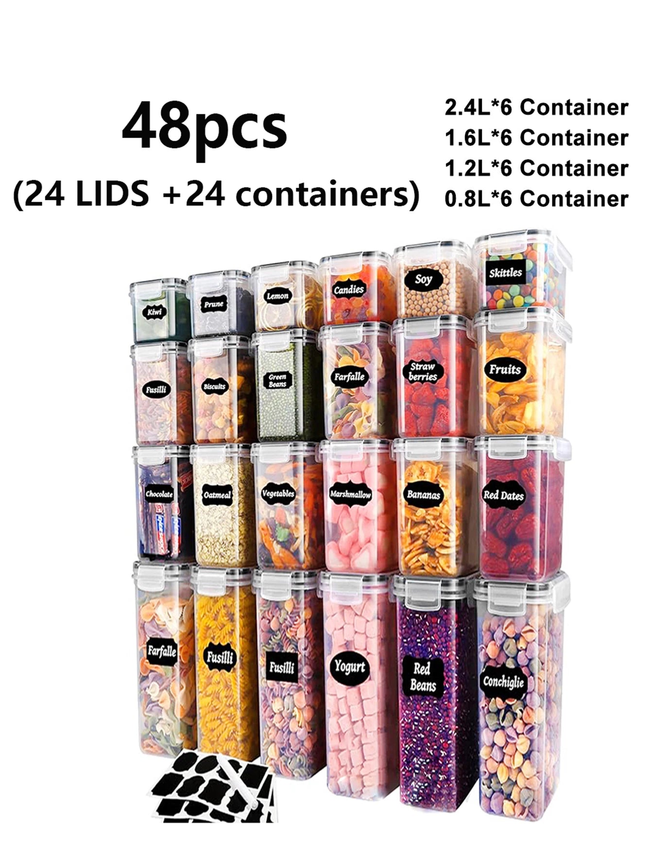 48pcs,Sealed food storage containers with LIDS
