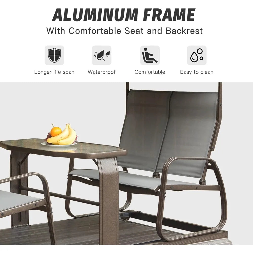 4-Seat Outdoor Glider Benches with Canopy