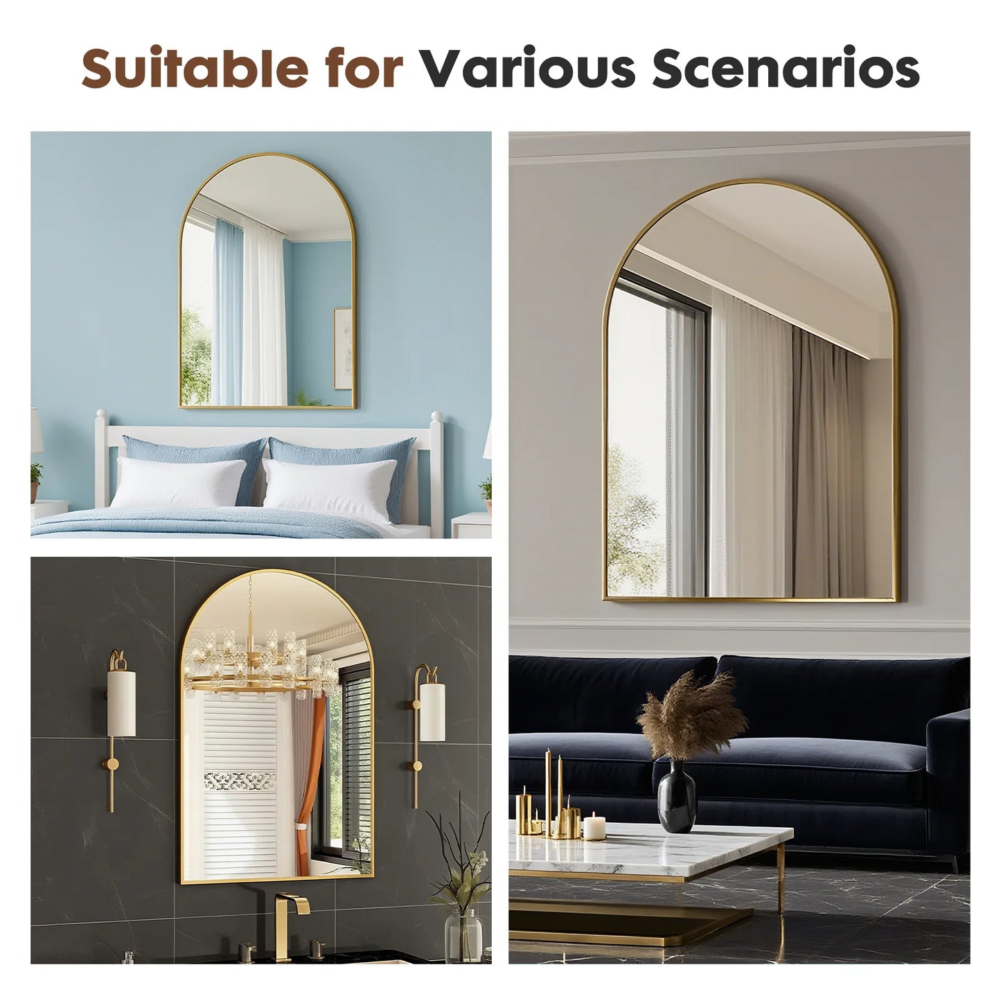 Arched Metal Framed Mirror